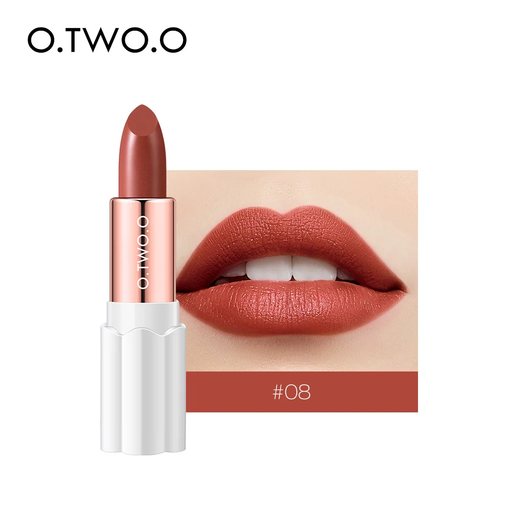 12 Colors Nourishing Smooth Velvet Lipstick Waterproof Matte Lip Stick Sexy Red Lip Makeup Beauty Fashion Lip Balm Cosmetic - Color: 08