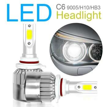 

1Pair Car Light 9005 / H10 / HB3 C6 10800LM 6000K COB LED Car Headlight Kit Light Bulbs Waterproof 120W Auto Headlamp For Car