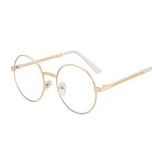 Новые анти-Blu-ray плоские зеркальные повседневные дикие Модные очки круглый металлический Ретро цепи очки Рамка синий свет blcking очки