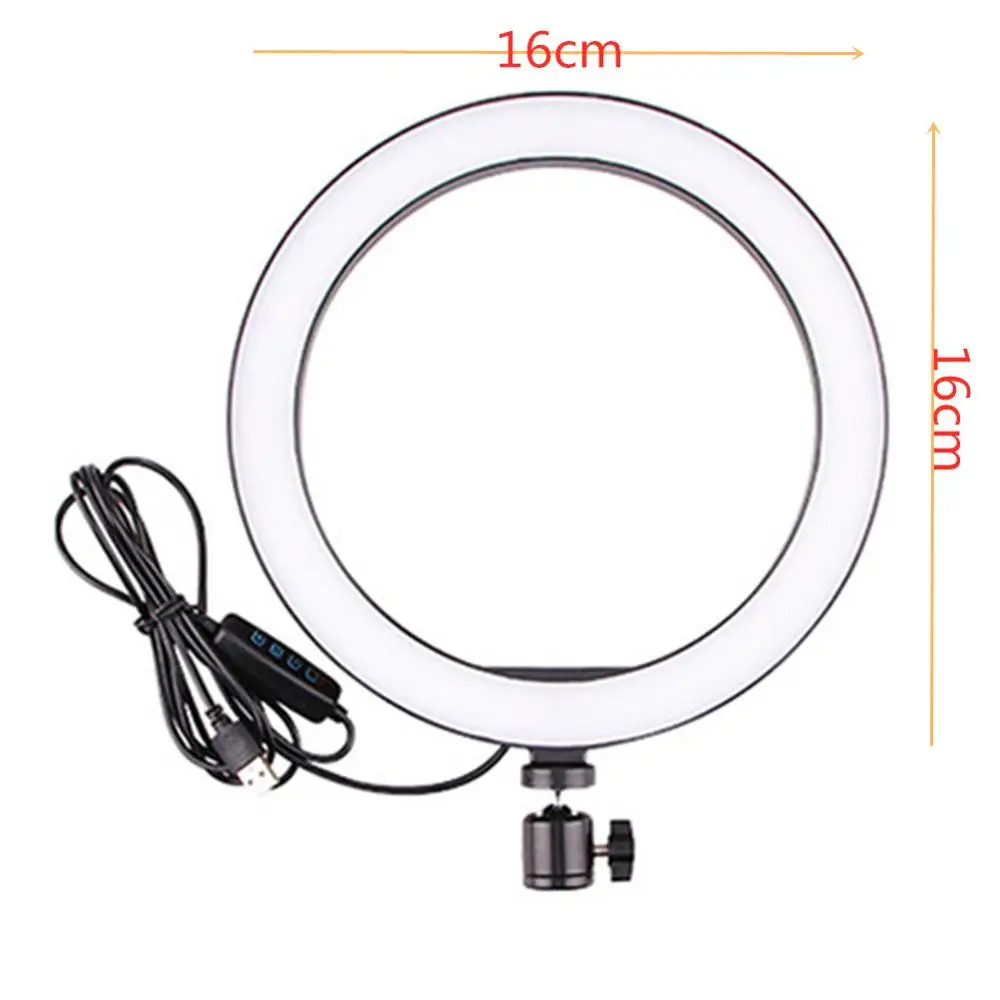 16cm right light 16/26 см фотографии светодиодный селфи кольцо светильник с регулируемой яркостью, Камера телефона кольцевой огонь 10 дюймов с настольные штативы для макияжа мобильного телефона в реальном времени Studio - Цвет: 16cm right light