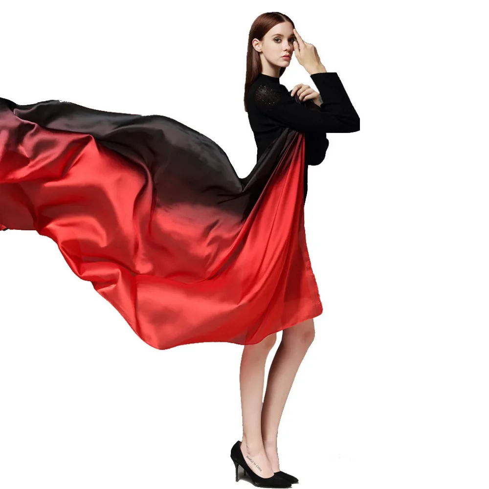 

Evening Party Dress Wraps Gradual Satin Silk All-Match Shawls Oversize Soft Silkworm Silk Shadow Scarves