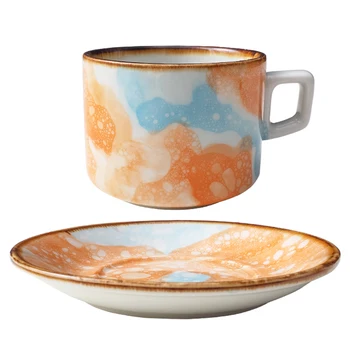 

Reusable Ceramic Marble Coffee Cup Set Creative Porcelain Teacup Japanese Ceramic Cups Marble Tea Cup And Saucer Set New II50BYD