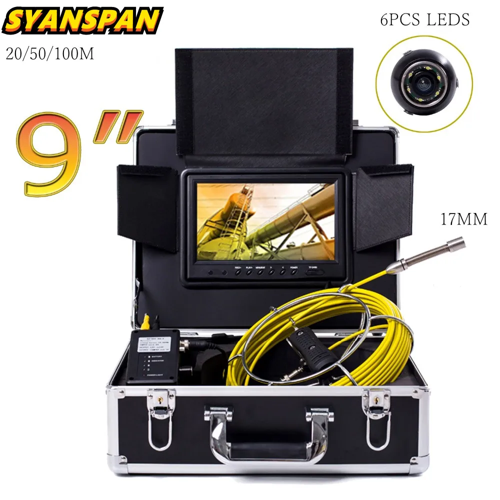 SYANSPAN 9-дюймовый монитор 20/50/100 м трубка инспекционная видеокамера IP68 HD 1000TVL сливная