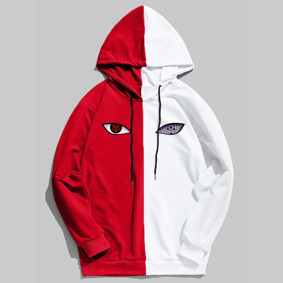 Anime Naruto The Sharingan Double Color Hoodies Pullover Sweatshirt Harajuku Uchiha Uzumaki Hatake Yeux Impression Thin Clothing | Мужская