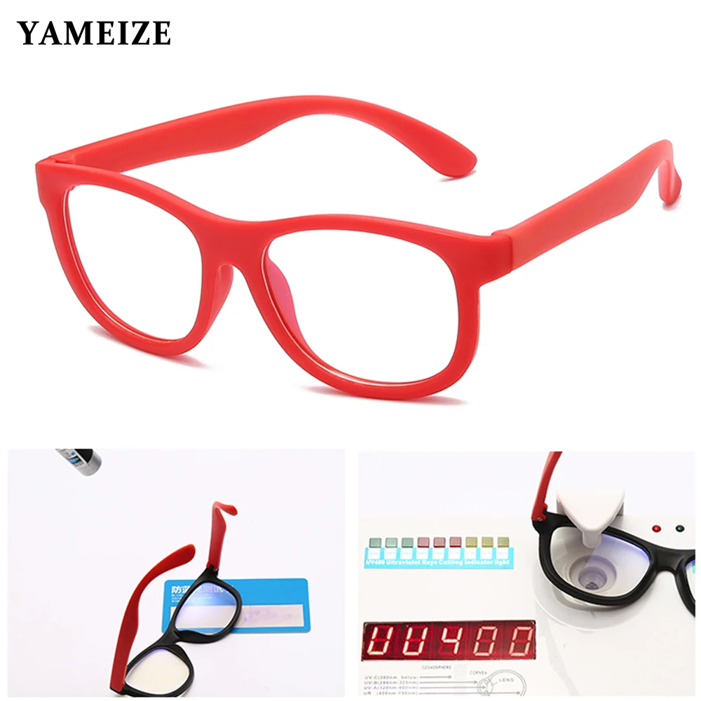 

YAMEIZE Anti Blue Light Glasses For Kids Frame Fashion Square Glasses Computer Children Eyeglasses Optical Flexible Frame Oculos