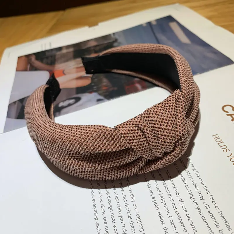 bow hair clip Female Retro Knitting Headband Solid color Knotted Hairband Head Bands Simple Wide Knot Hair Hoop Bezel Hair AccessoriesSolid Color Cloth Cross Hairband Headband Turban for Women Lady Wide Fashion Hair Hoop Bezel Hair Bands Accessories 2020 claw hair clips