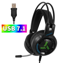 Cosbary سماعة الألعاب ستيريو عميق باس لعبة سماعة مع مايكروفون للكمبيوتر مهنة Gamer 7.1 USB قناة الصوت المحيطي RGB(China)