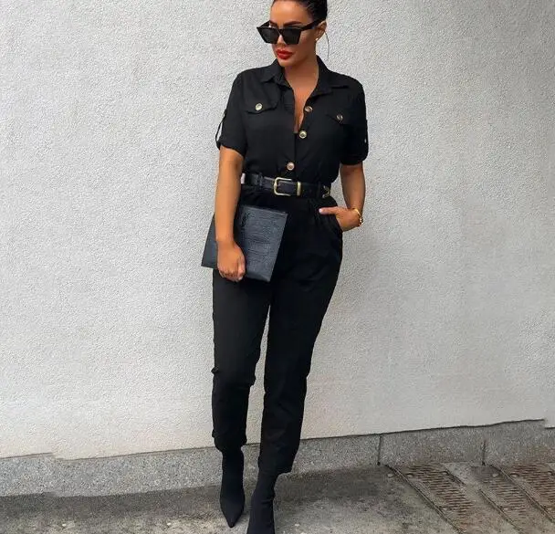 Cultiseed женские европейские карманы Джинсы Комбинезоны женские модные с отложным воротником сплошной цвет комбинезон Комбинезоны
