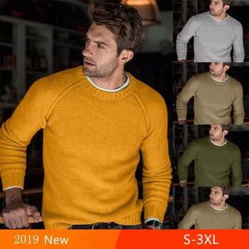 

Autumn Winter Solid Sweater Men New Casual Slim Fit Mens Knitted Sweaters Comfort O-Neck Knitwear Pullover Men S-3XL Pull Homme