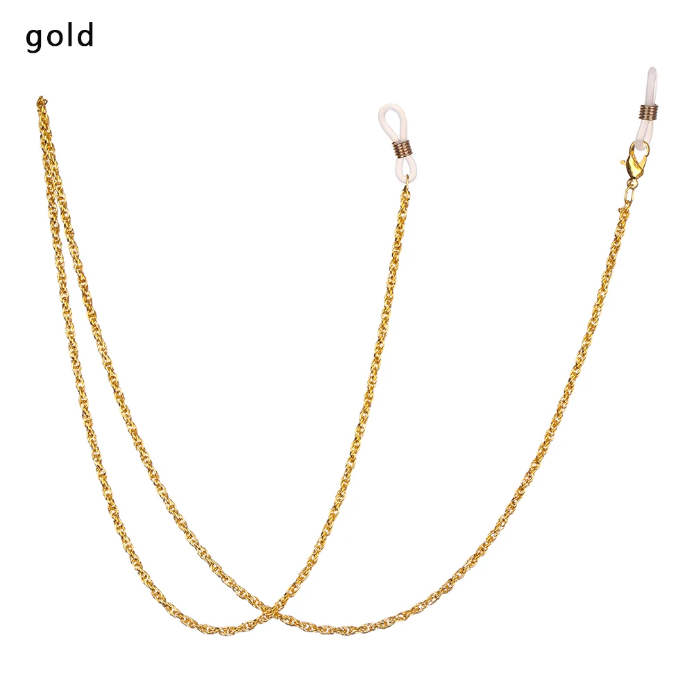 GOLD 61 см унисекс Нескользящие солнцезащитные очки ремешок Ремешок Ожерелье металлические очки цепь шнур для очков для чтения регулируемый ремешок - Цвет: GOLD