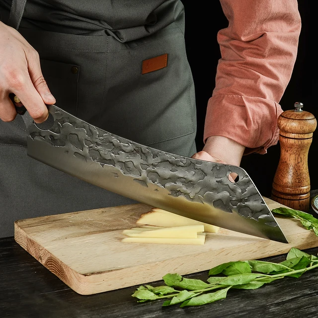 Sowoll Kitchen Knife High Carbon Steel 12.5 Inch Long Chef Knife Forged Vegetable Cooking Cleaver Cutting Slicer Meat Knife Tool 1