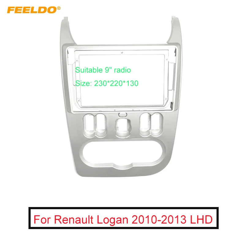 

FEELDO Car Audio 9" Big Screen DVD Fascia Frame Adapter For Renault Logan (Left Wheel) 2Din Dash Installation Panel Frame Kit