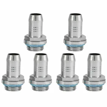

6pcs Water Cooling 11mm Barb Connector With Silicone Ring For Computer Brass G1 4 Thread Accessory Flexible Durable Soft Tube