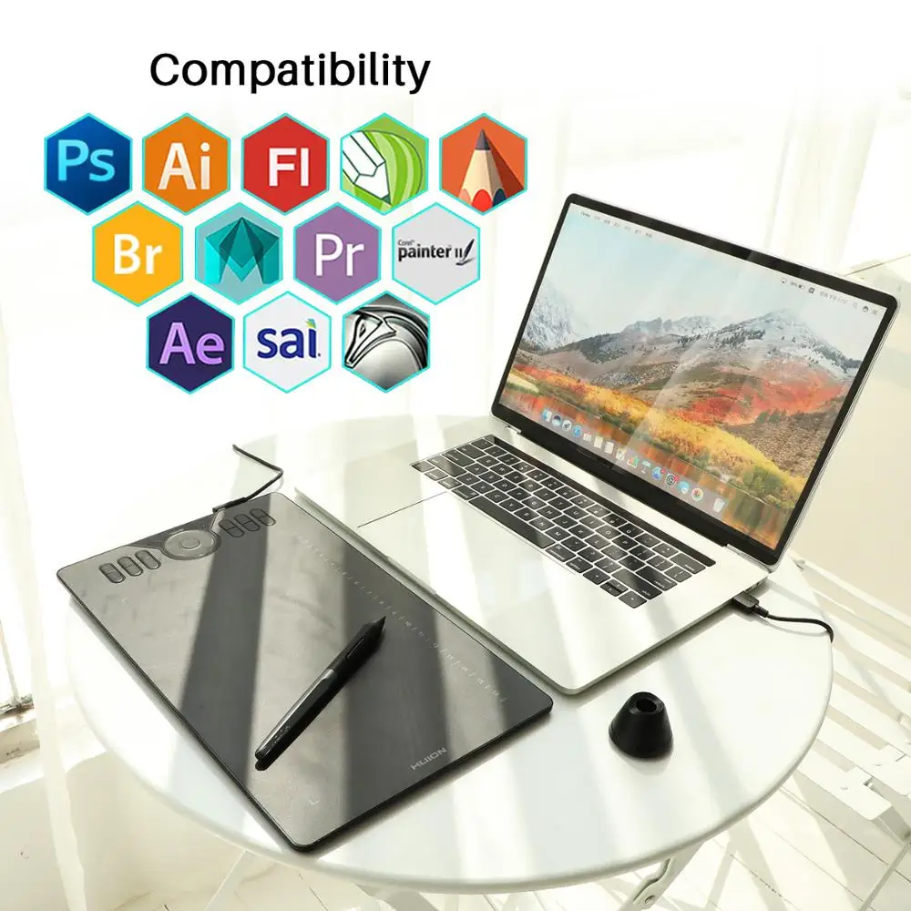 Huion Hs610 Grafikus Tabletta Tabletta Digitális AkkumulátorMentes