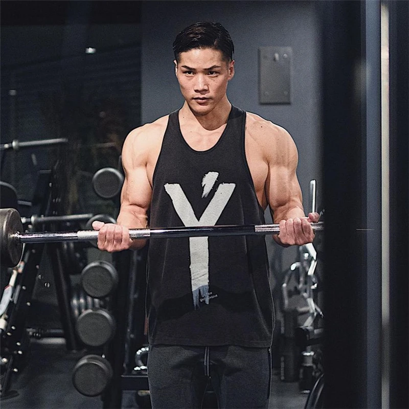 2022 Big Y Men Bodybuilding Tank Tops Gym Workout Fitness Cotton Sleeveless Shirt Running Clothes Stringer Summer Casual Vest 6
