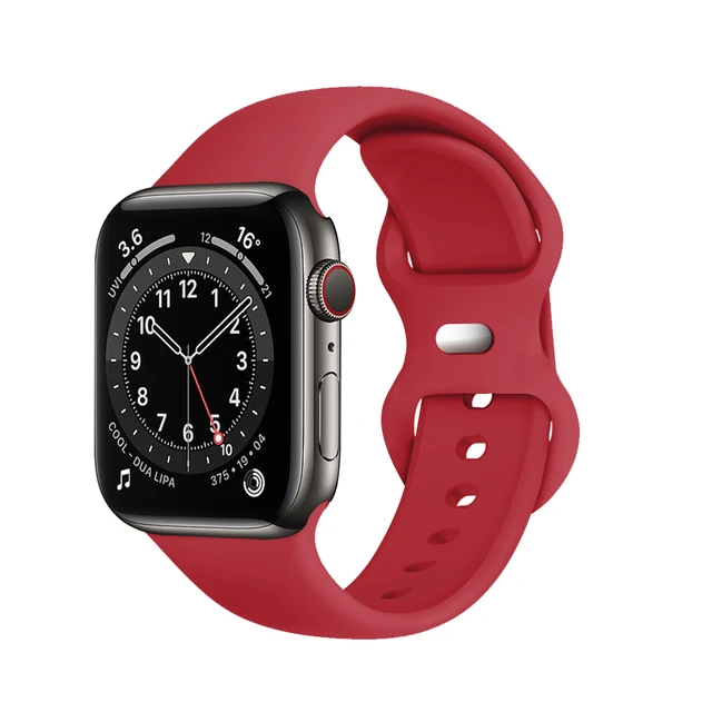 Silicone Sport Band For Apple Watch Series Se 6 543 44mm 40mm Smart Bracelet Watchband Pin Tuck Strap on iWatch 7 38mm 42mm 41mm 5 Red rose