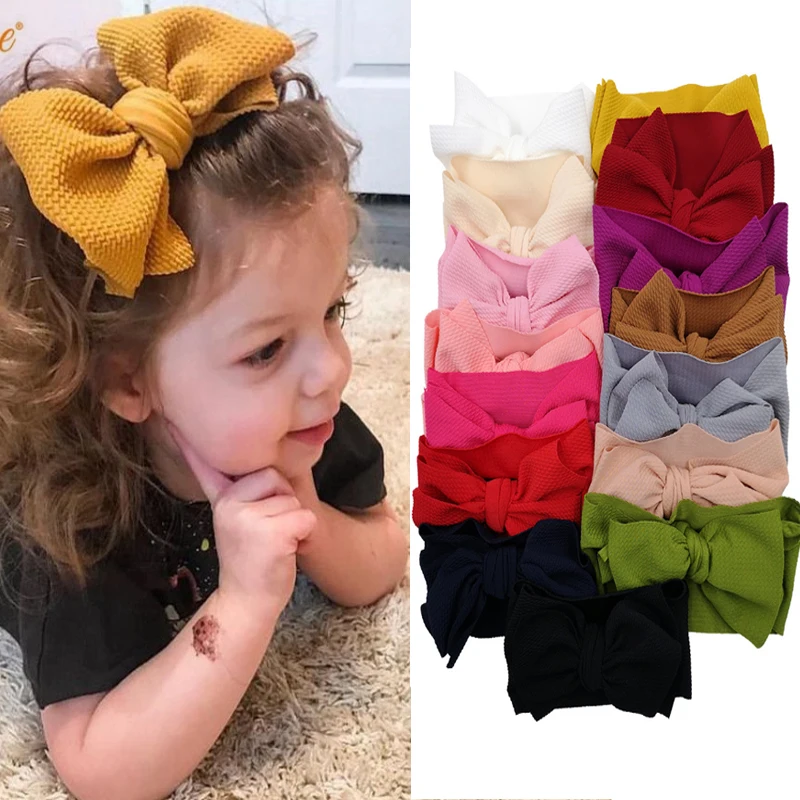 Новые повязки голову-большой бант Детские нейлоновые резинки для волос для маленьких девочек Детские аксессуары для волос аксессуары для новорожденных девочек