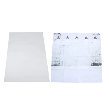 

2Pcs Vinyl Photography Backdrop Photo Background - Smooth White 5X7FT & Faded Gray Brick Wall 3X5Ft