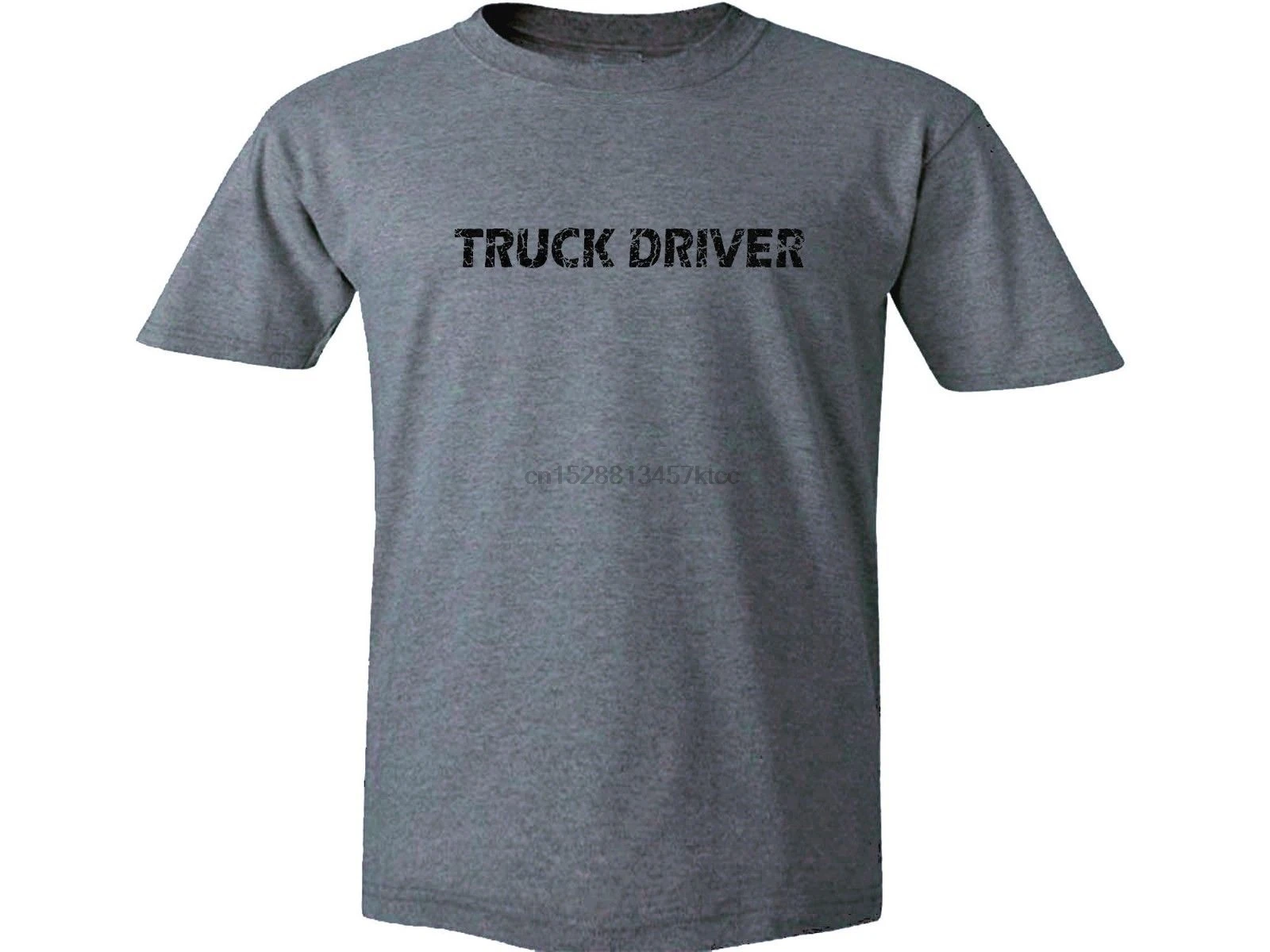 Truck driver distressed look trucker gray 100% cotton top graphic men t-shirt |