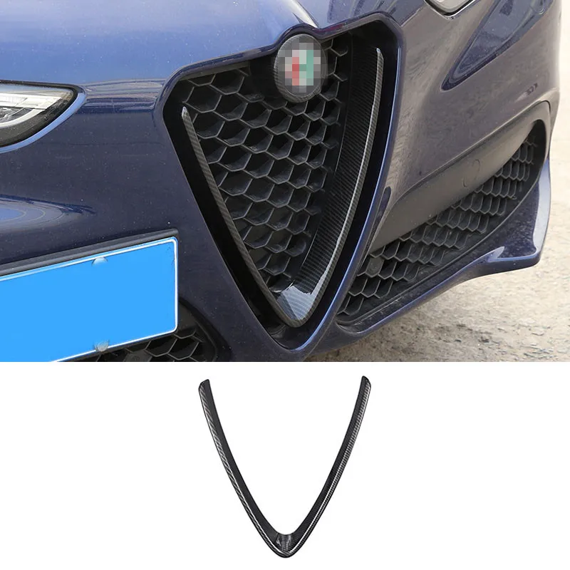 Для Alfa Romeo Giulia карбоновое волокно стиль ABS пластик переднее украшение решетки рамка Автомобильные аксессуары - Название цвета: B