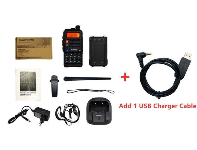 Baofeng UV-5R Pro Walkie Talkie 8 Вт UV5R двухсторонние Радио УКВ УВЧ двухдиапазонный венгтинг CB любительская радиостанция 10 км - Цвет: Bla with usb charger
