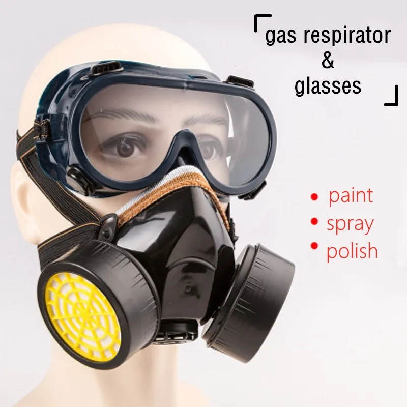 Half-face Gas Respirator Masks with Work Glasses Chemical Anti Particles Painting Industrial Cartridges Safety Protection Mask | Красота и
