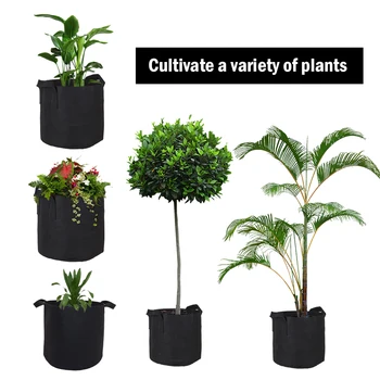 

5PCs 6 Sizes Vegetable Flower Pot Container Black Plant Grow Bag Container Fabric Plant Root Tools Planting Pot Garden Supplies
