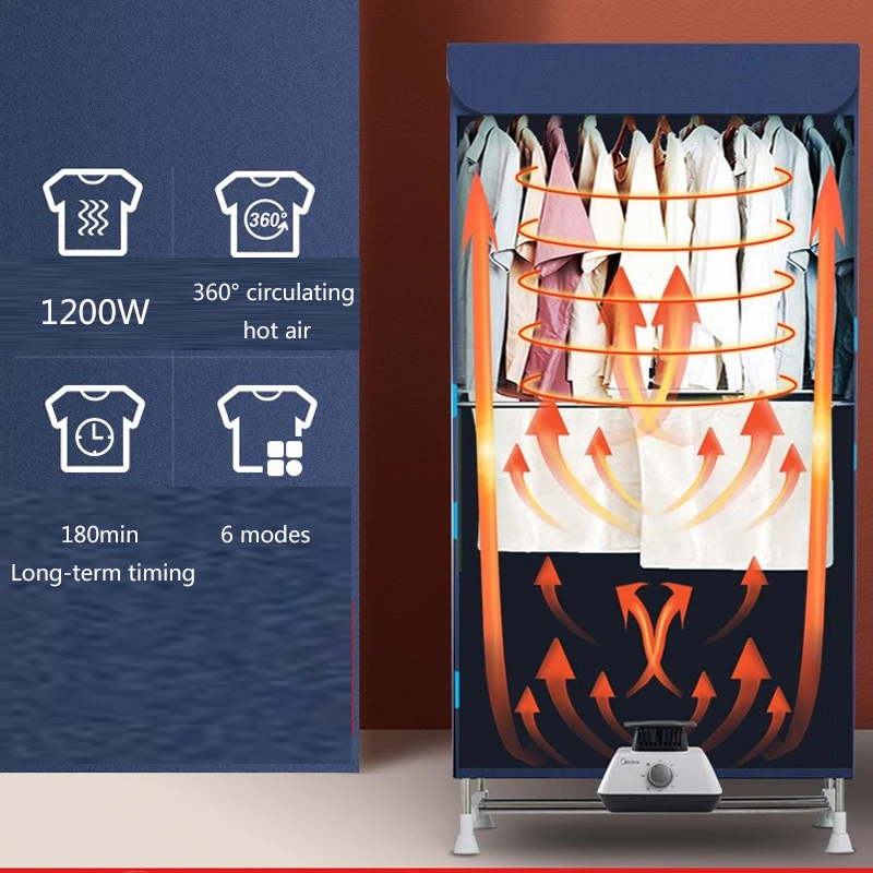 Foldable Clothes Dryer Portable 220v Electric Clothes Drying Rack Warm air  Energy Saving Dryer closet type air-drying Wardrobe