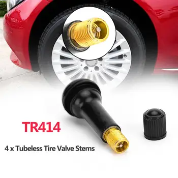 

4pcs Black Rubber TR414 Snap-in Car Wheel Tyre Tubeless Tire Tyre Valve Stems Dust Caps Wheels Tires Parts Car Auto Accessories