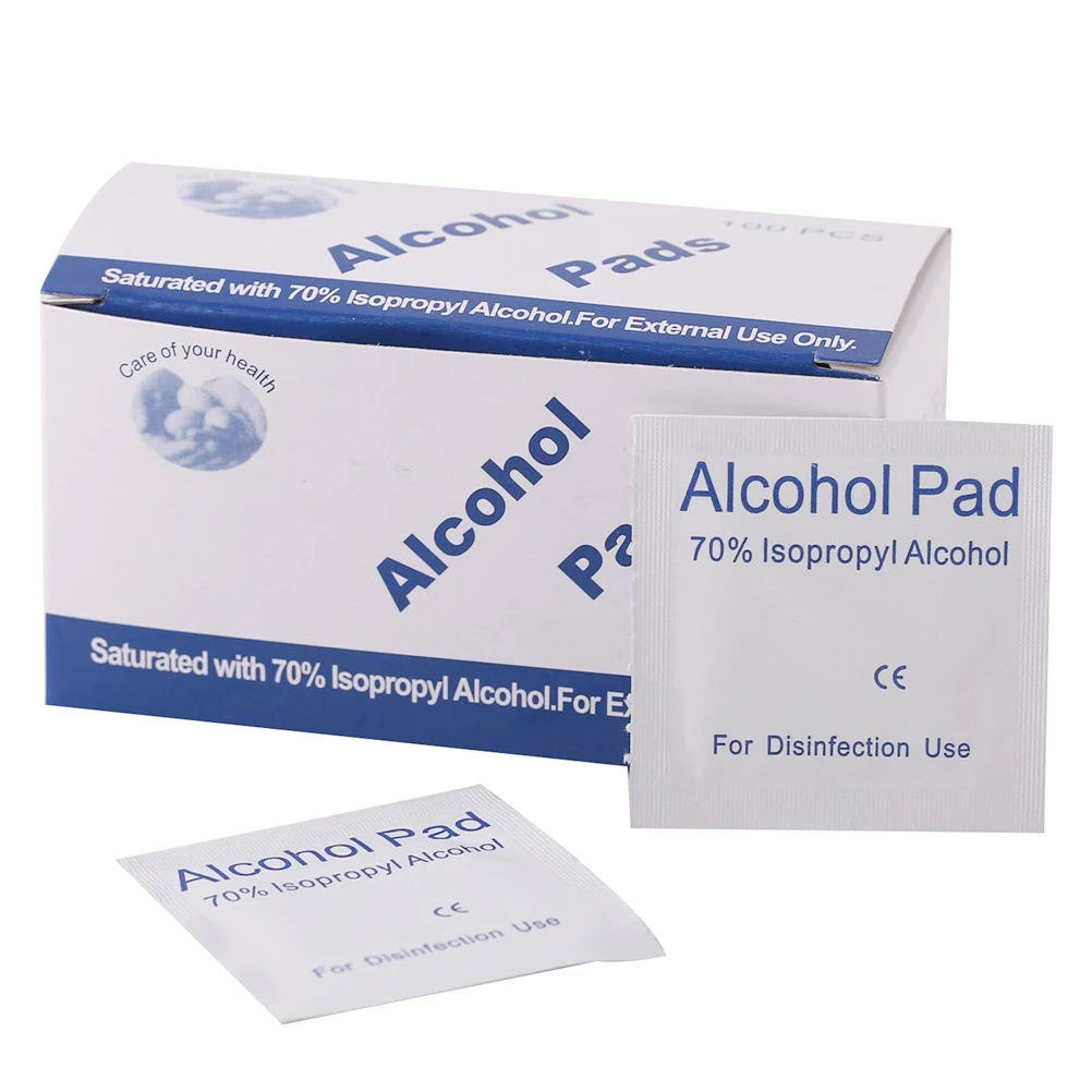 100Pcs/Box Alcohol Wet Wipe Disposable Prep Swap Pad Antiseptic Skin Cleaning Makeup Pad alcohol cleaning wipes