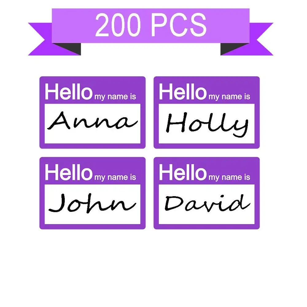 2 X 3 Inch Hello My Name Is Stickers Badges Name Labels Great For Kids School Employees Reunions Pack Of 0 Purple Assorted Stickers Aliexpress