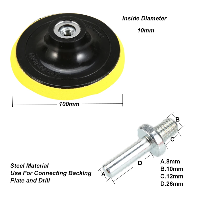 4inch 100mm Wool Buffing Pad Car Polishing Sponge Pad Kit Drill Adapter M10 Power Tool Accessory for Waxing Polishing (2)