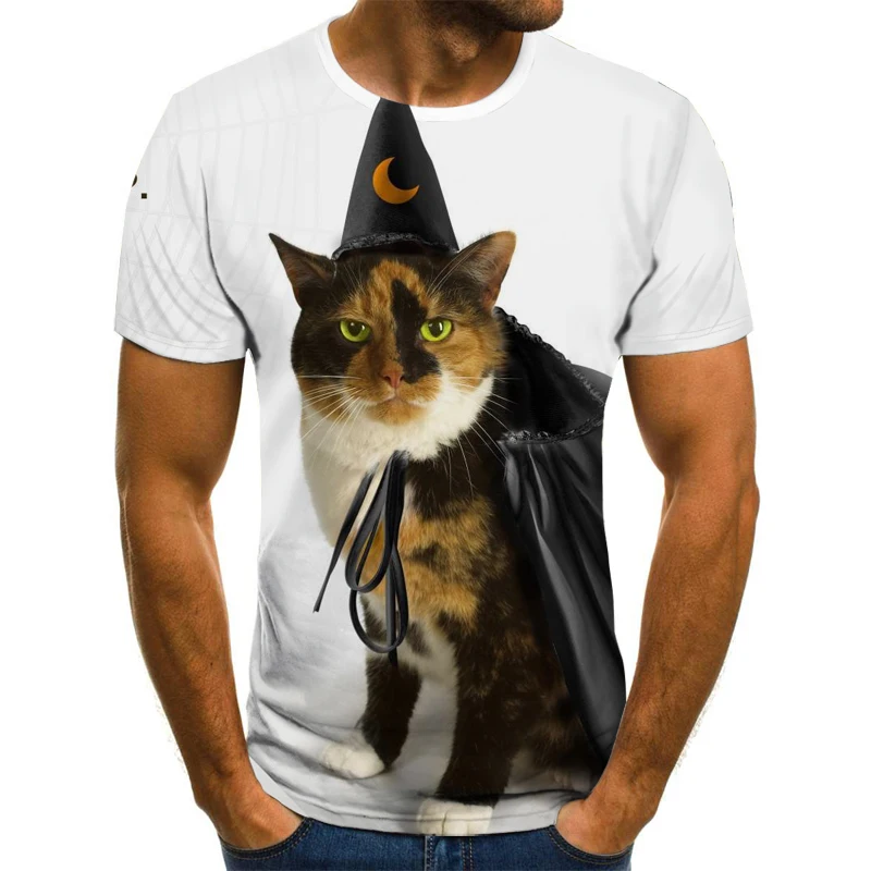 

New Fashion Male/female T-shirt 3d Printing Christmas Style Funny Cat Short-sleeved Digital Printing T-shirt Men's 3d T-shirt