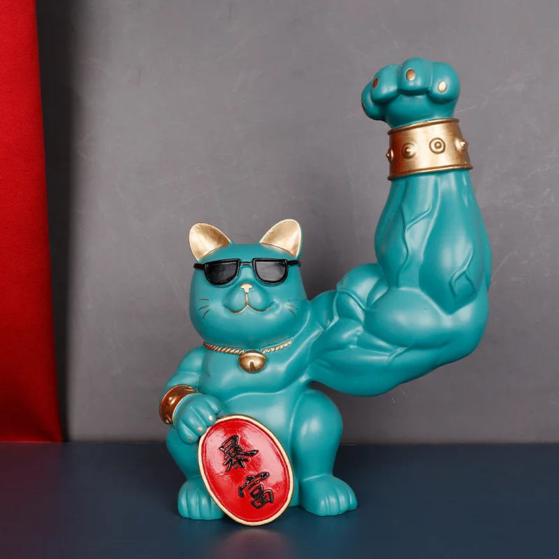 Muscle Chinois Bras Chat Lucky Cat Figurine Fortune Waving Arm Pour voiture  Blanc 2