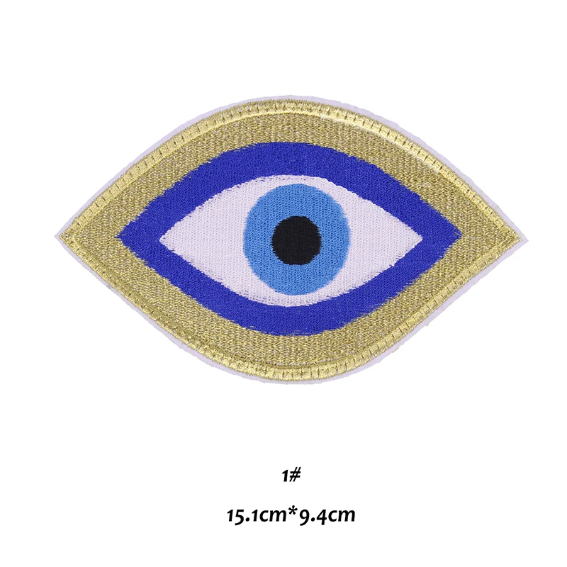 Глаз Khamsah ислам Халяль Луна значок Железный на патч вышитая аппликация швейная одежда наклейки нашивки на одежду аксессуары для одежды - Цвет: Big size eye