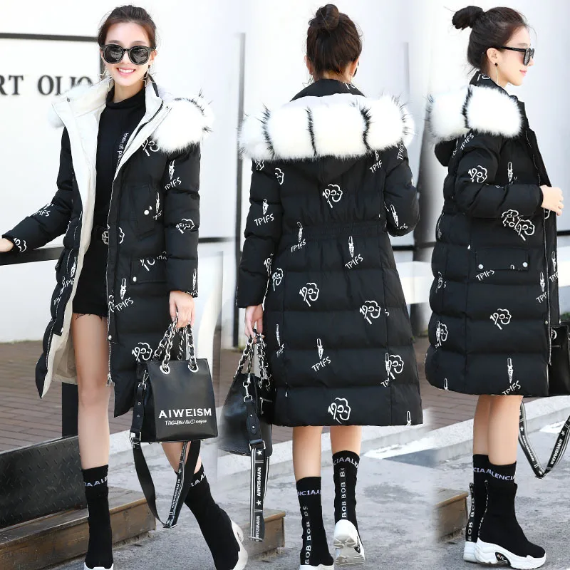 

2018 Winter New Style WOMEN'S Dress Korean-style Fashion Elegant Mid-length Hooded Zipper Slim Fit Cotton Overcoat