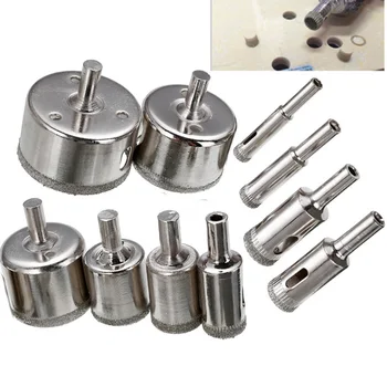 

10pcs 8-50mm Diamond Holesaw Set Hole Saw Cutter for Tile Glass Marble Ceramic Durable Eletric Drill Bit
