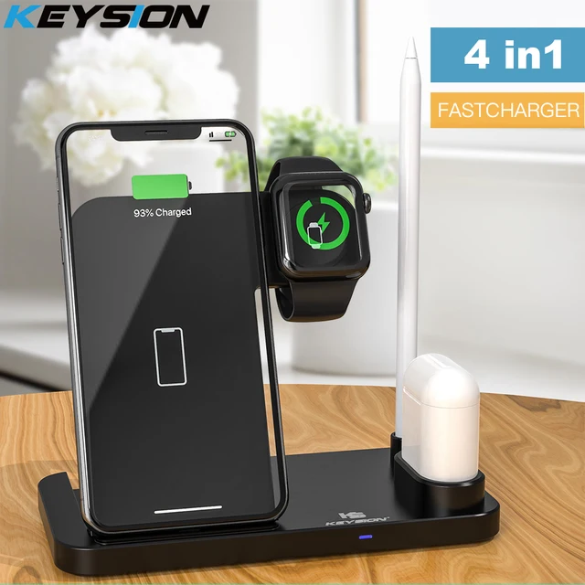 $US $24.50  KEYSION Fast Wireless Charger 4 in 1 for iPhone 11 XRWireless Charging Stand for Apple WatchChargin