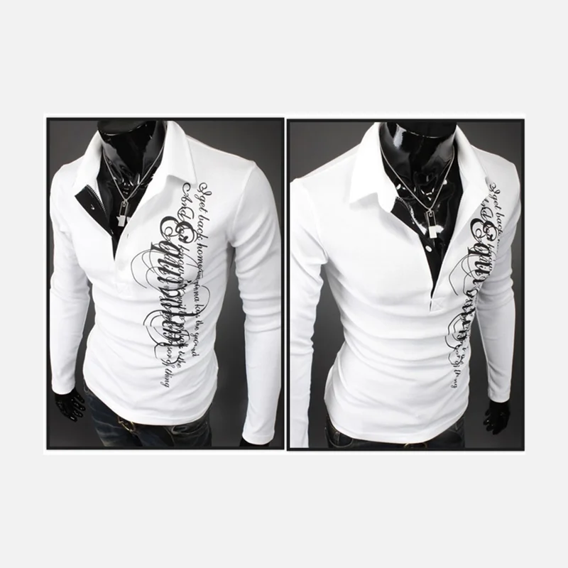 ZOGAA  Men's Fashion Lapel Letter Printing Self-cultivation POLO Shirt - Image 3