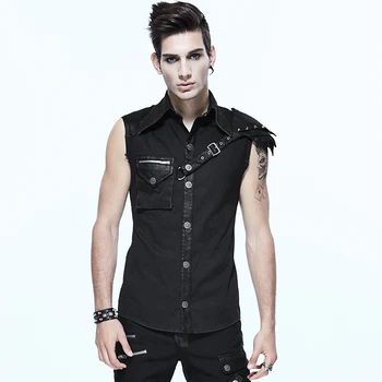 

Devil Fashion Men Steampunk Gothic Vintage Sleeveless Shirt Punk Rock Casual Handsome Vest Casual Summer Blouse