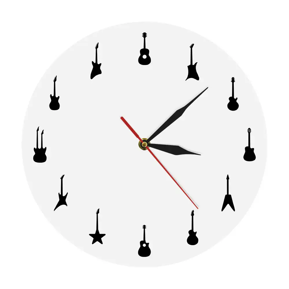 Verschiedene Gitarren Silhouette Wanduhr Musik Moderne Design Wand Uhr Wand Kunst Hangen Uhren Geschenk Fur Gitarrist Musik Liebhaber Wanduhren Aliexpress