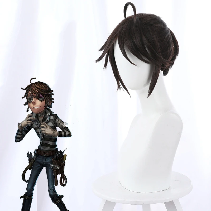 Ktip Up Identity V Wig Cosplay Costume Brown Short Ponytail Synthetic Hair Wigs For Halloween Party Carnival Role Play -Zentai shop online H7ec78b36f6b045a3b7bd43344322cf2fF.jpg
