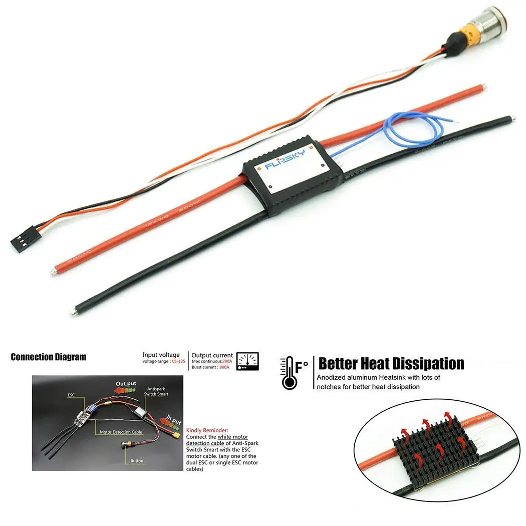 

Anti-spark Switch Smart Version Electric Skateboard 280A As picture shown 0.130kg 0S-13S Accessories 800A
