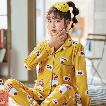 

Plus Size 3XL 4XL 5XL 90kg Sleepwear Women Pajama Sets Long Sleeve Warm Women Cotton Pajamas Set Winter Print LooseTracksuit