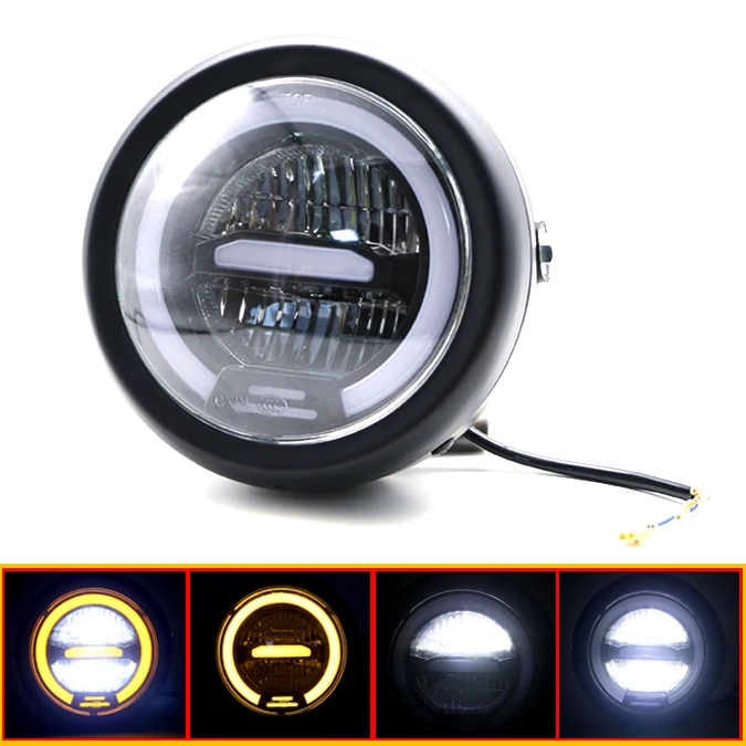 

6.8" Motorcycle LED Headlight 12V 55W Motor Headlamp Bulb DRL with angel Ring for Harley Choppers Custom Honda Yamaha
