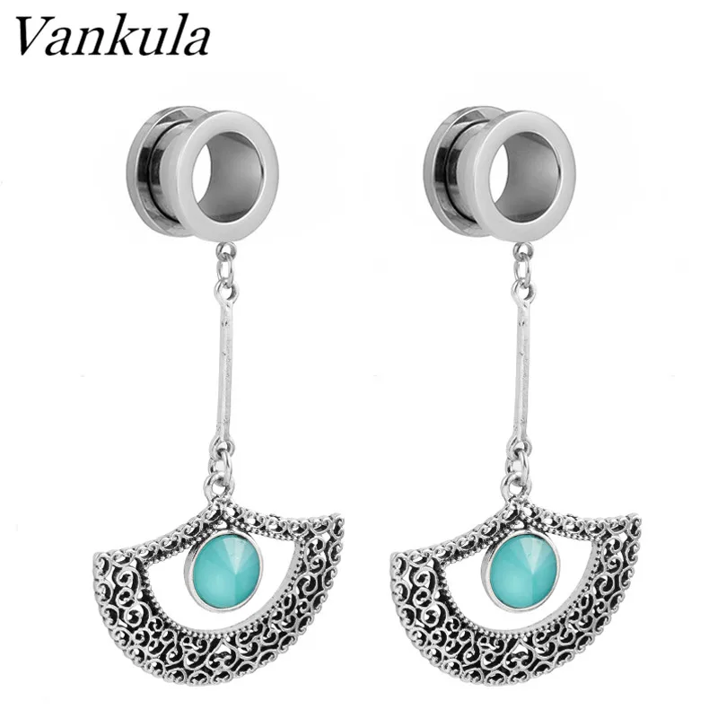 Vankula, 2 шт., классические болтающиеся шпильки, пирсинг для ушей, ювелирные изделия для тела, расширители, туннель, штепсельные вилки для голубых глаз и ушные датчики, носилки, Новинка - Окраска металла: style 1