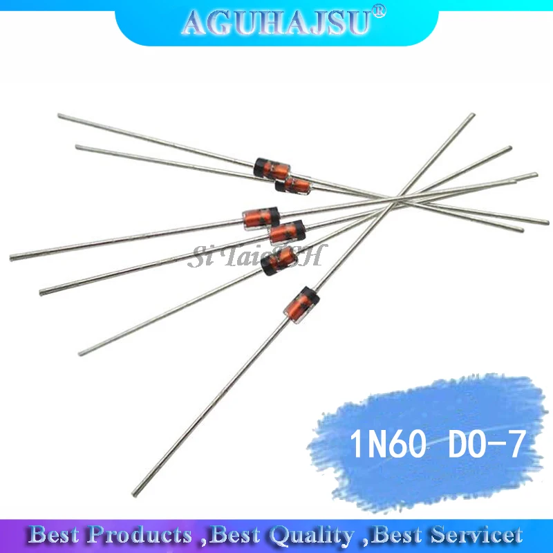 100PCS 1N60 DO-7 1N60P DO-35 Schottky Germanium Diode TV Radio FM Detection | Электронные компоненты и