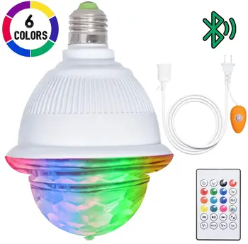 

letour DJ Lights with E27 Screw Disco Party Rorate RGB Light Bulb with Remote Control Bluetooth Speaker Voice control led light