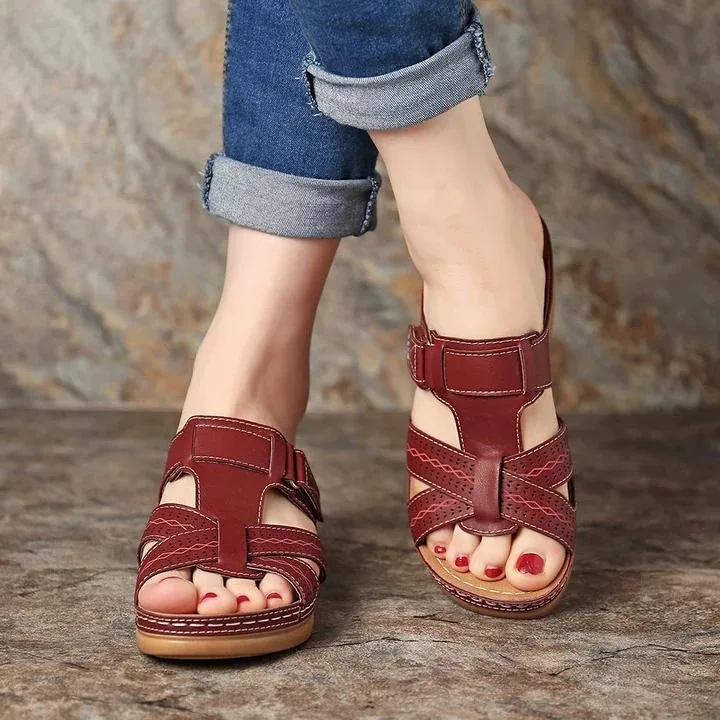 

Drop shipping Women's Summer Open Toe Comfy Sandals Super Soft Premium Orthopedic Low Heels Walking Sandals Corrector Cusion