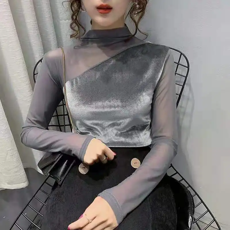 Бесплатная доставка однотонная водолазка женская футболка с длинным рукавом